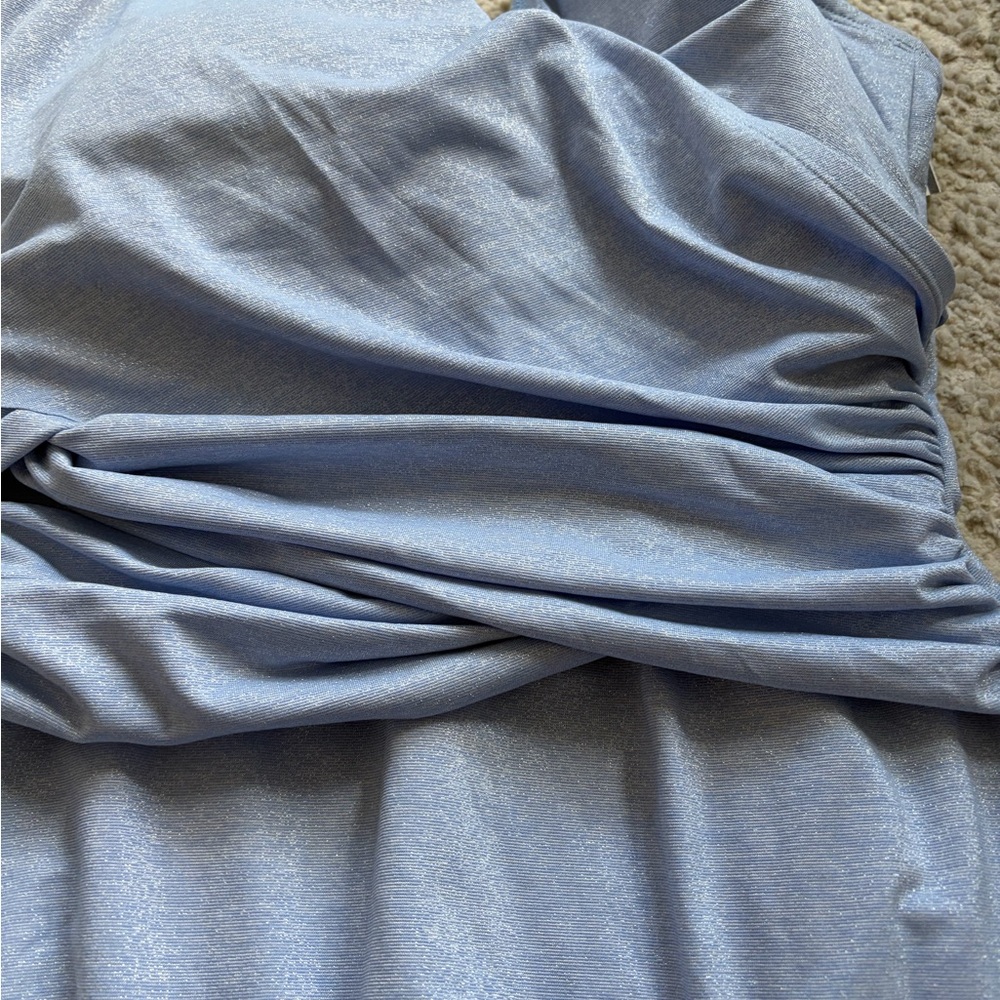 Lands' End Light Blue-Trim Nude Swimsuit Top 12 DD - Picture 2 of 6